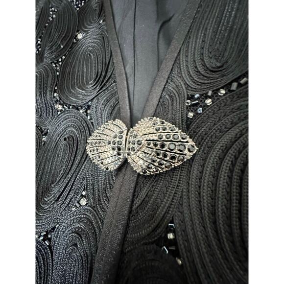 Vintage Louise Ricci Embroidered Rhinestone Embellished Jacket Black size 20 - Picture 4 of 15